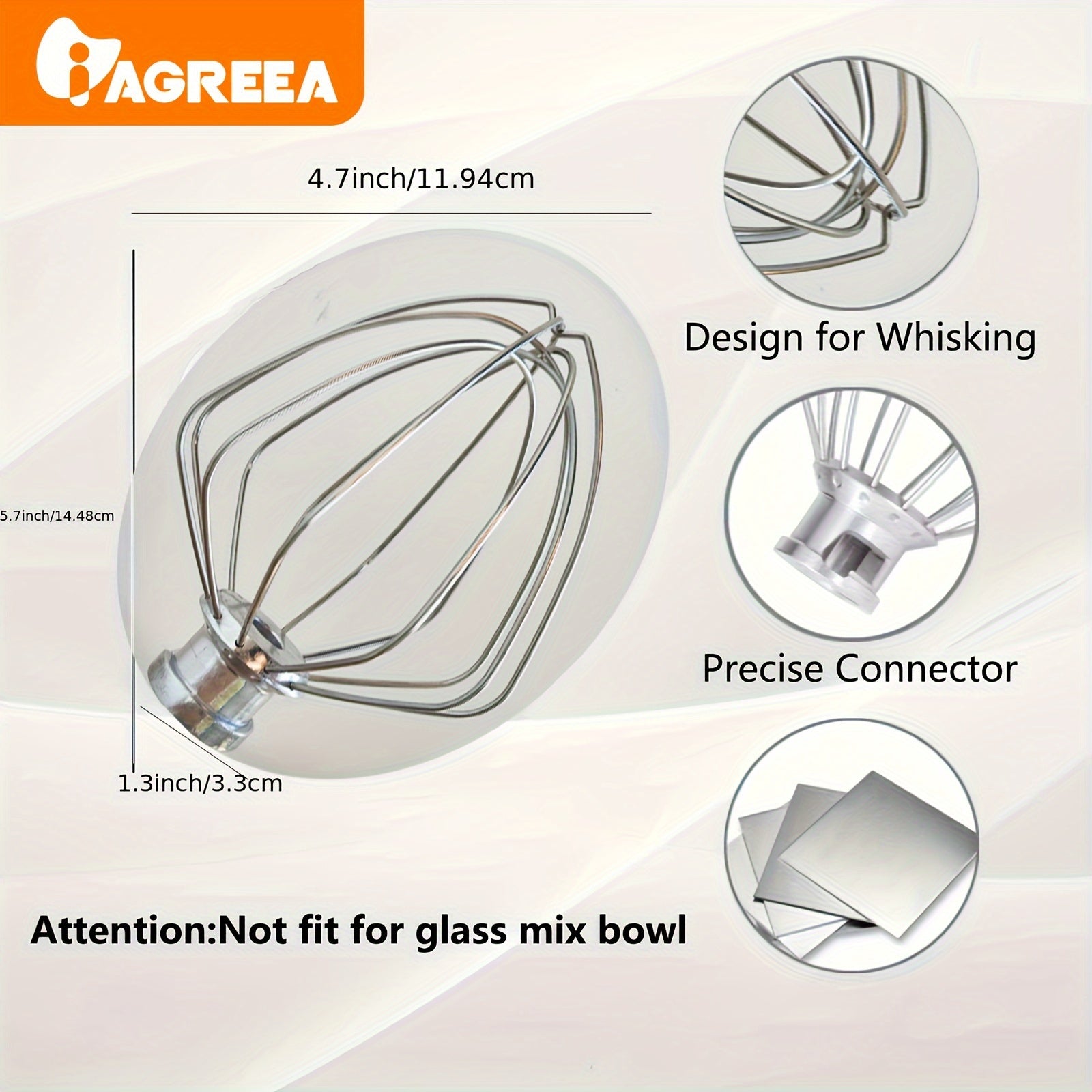 Accesorio batidor de alambre para batidora de pie de 4.5QT, batidor de acero inoxidable para huevos y harina