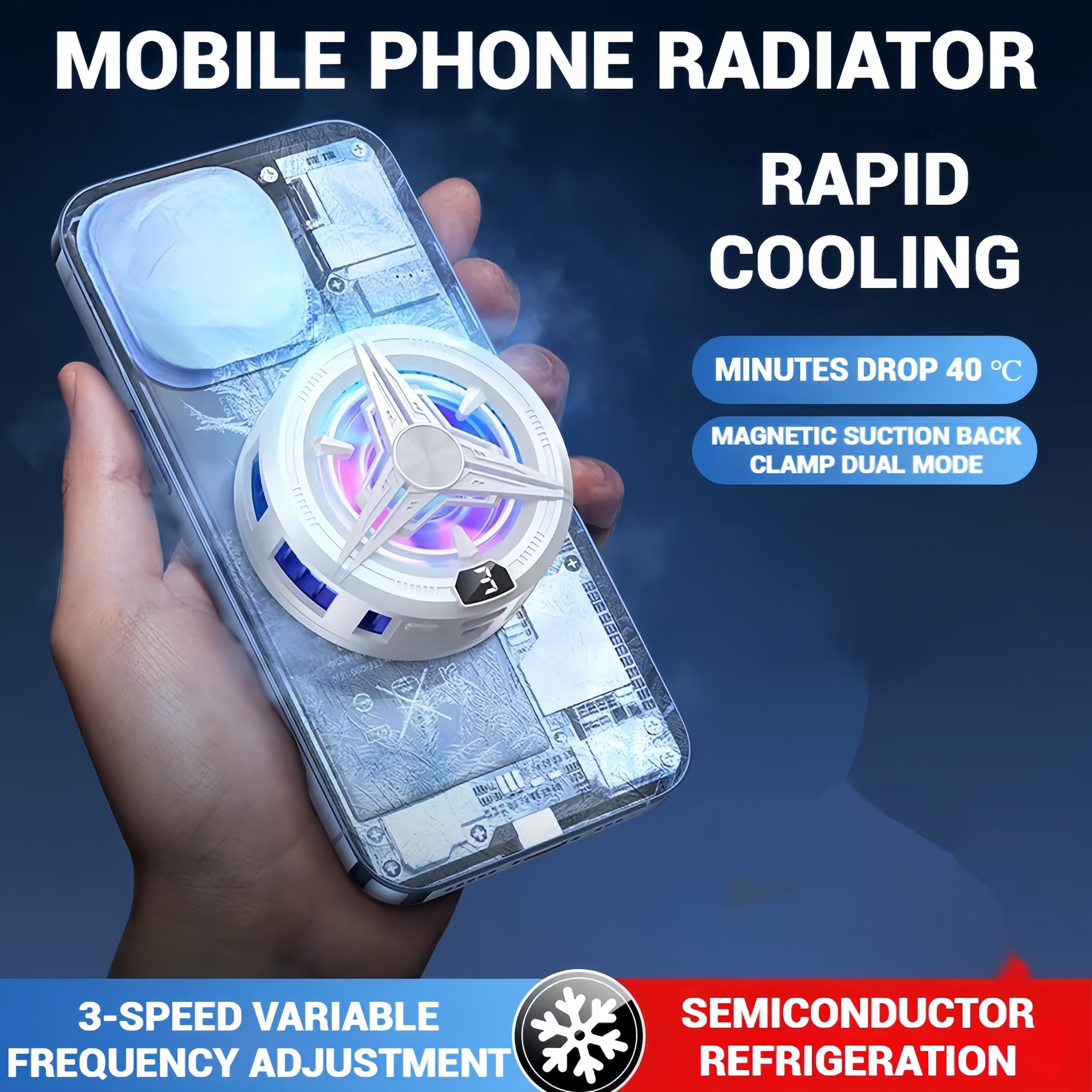 Mini Magnetic Smartphone Tablet Cooler Low Noise Lightweight for Live Streaming Gaming