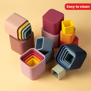 Baby Stacking Toys 5-Piece Silicone Nesting Cups for Early Educational Play BPA Free Safe for Babies 6 Months Plus