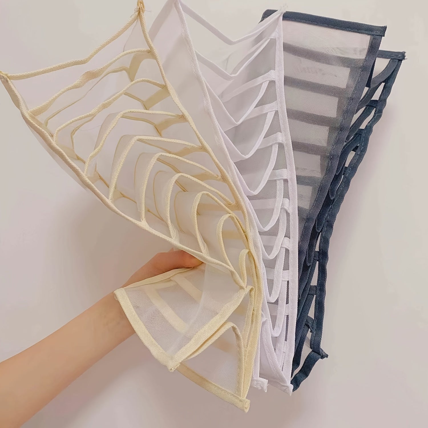 Juego de 3 cestas de tela plegables para ropa interior, calcetines y organizadores de accesorios