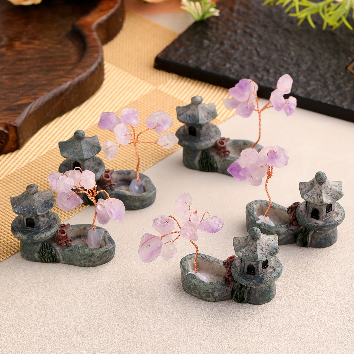 Tabiiy Amethyst Kvarts Energiya Daraxti Hayot Mini Dekoratsiyalari ichki va tashqi uy bezatish uchun