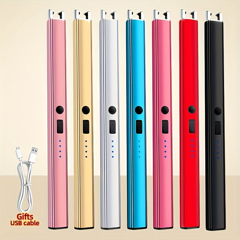 Electric Lighter Rechargeable Windproof Flameless Candle BBQ Camping Metal Plastic