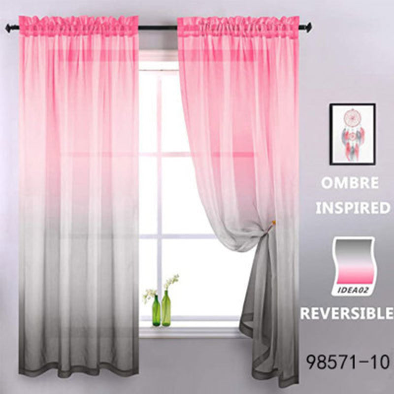 Gradient Sheer Curtains 1pc Two-Tone Top and Bottom Wear Rod Style Home Decor