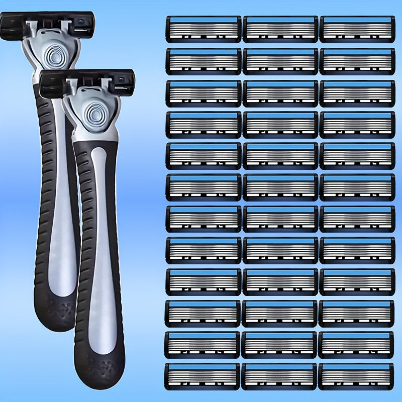 Мужской набор для бритья с 2 ручками и 36 сменными головками
