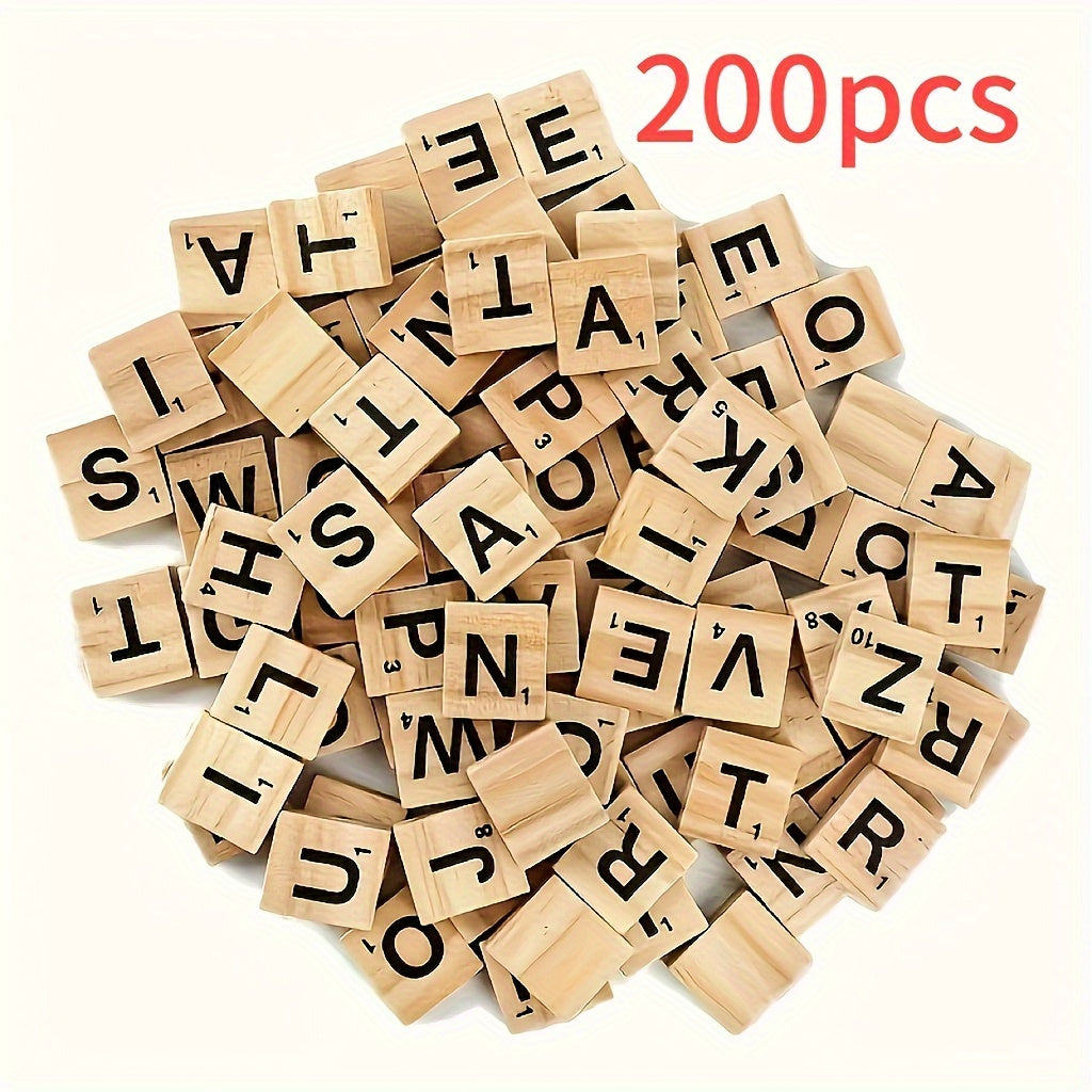 Wooden Letter Tiles Set 52/100/200 Pieces for Crafting Word Games and Coasters