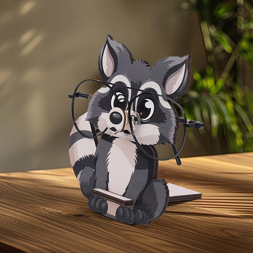 Wooden Raccoon Eyeglass Holder Stand Animal Glasses Display Creative Sunglass Storage Desk Decor