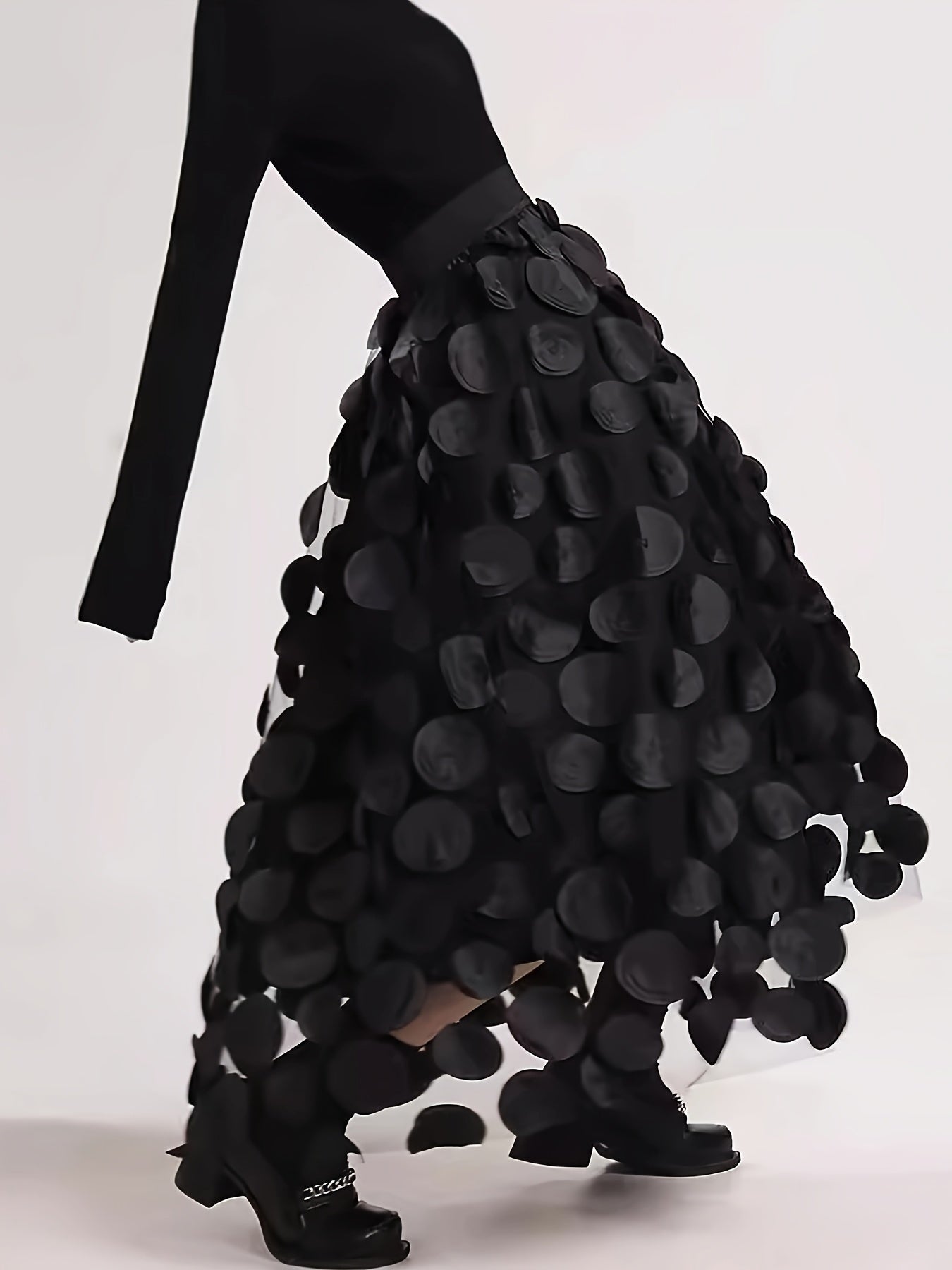 Women's High-Waist A-Line Skirt With 3D Dot Tulle Plus Size Elegant