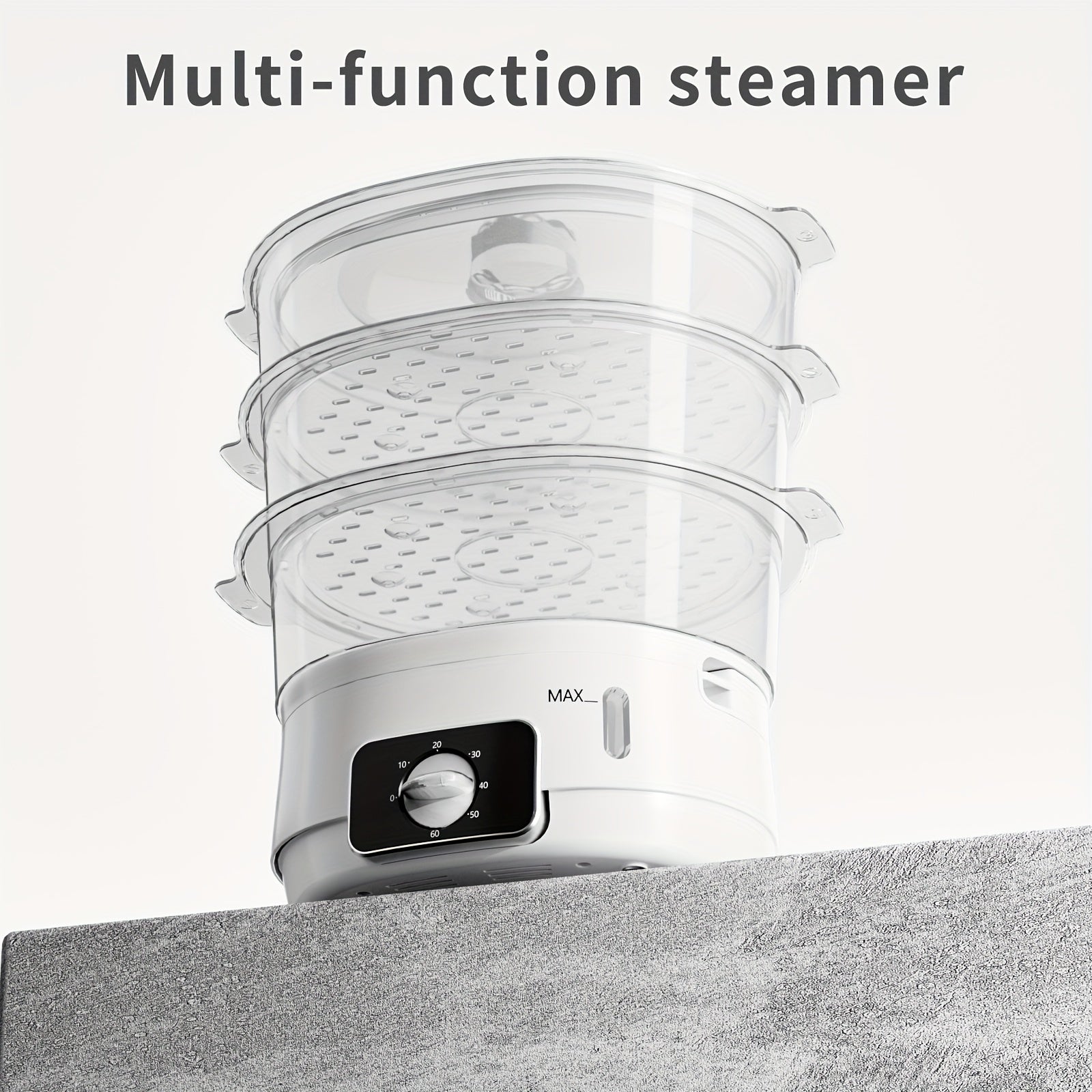 Vaporera eléctrica de 3 niveles 800W libre de BPA, apta para lavavajillas, temporizador de 60 minutos