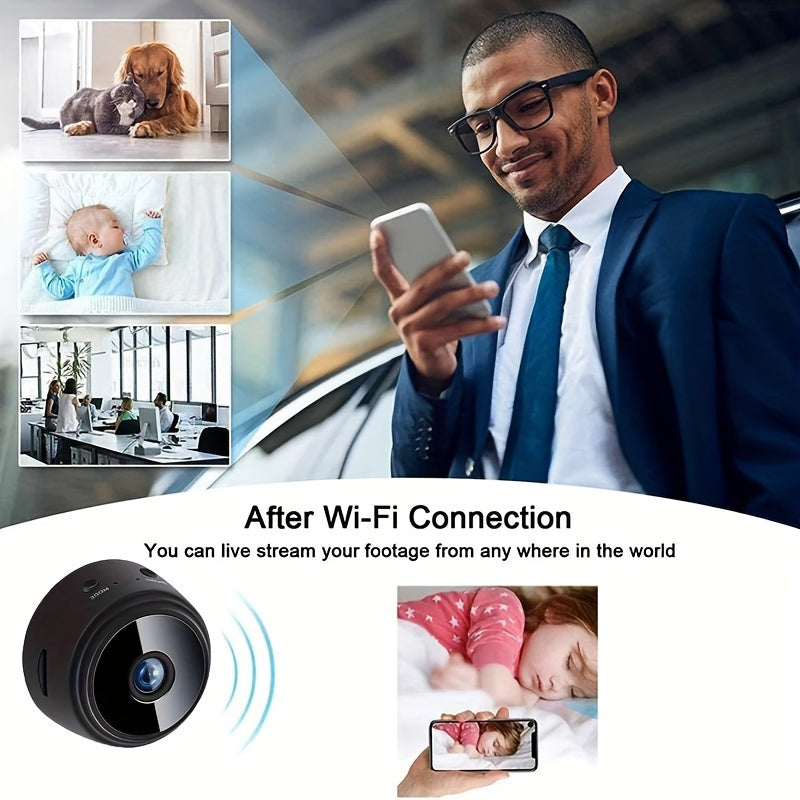 Мини-камера WiFi с магнитной задней панелью, перезаряжаемый USB, управление через приложение, внутреннее видеонаблюдение, черно-белая