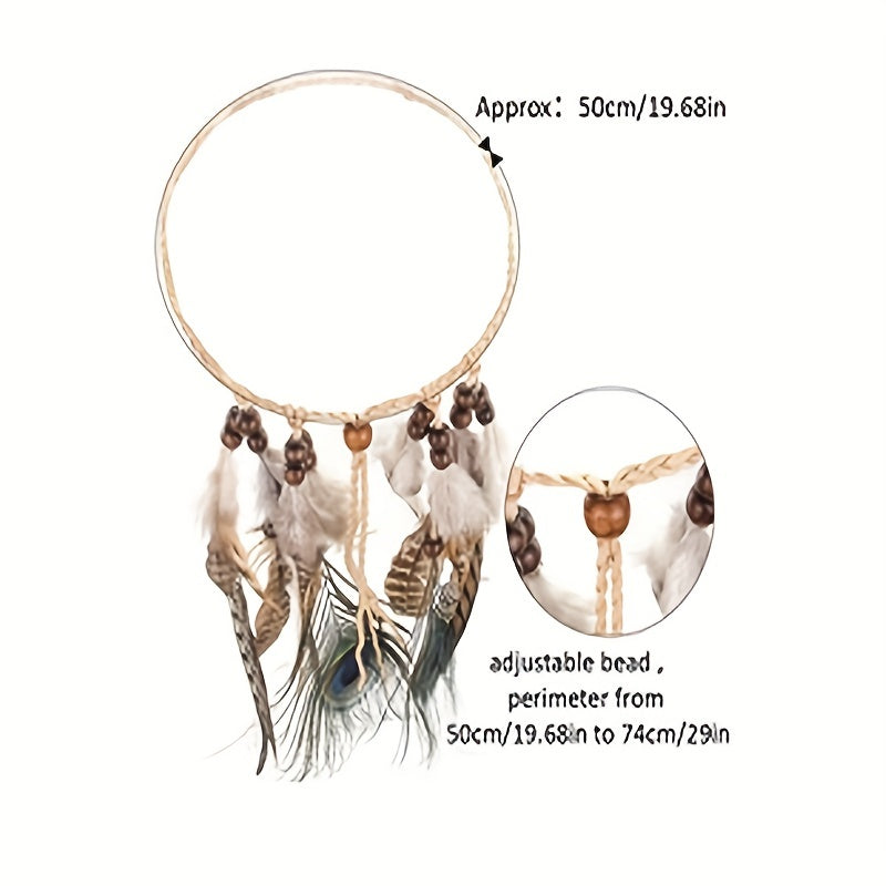 Bohemian Peacock Feather Headband with Tassels for Women