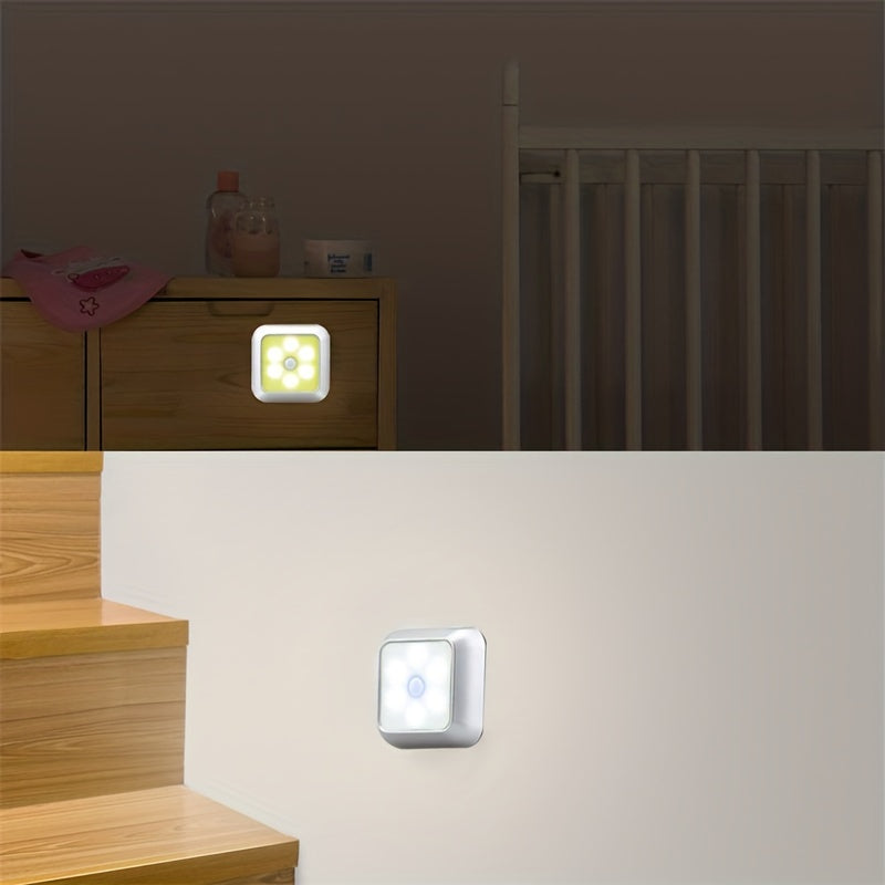 Motion Sensor Night Light with 6 LED Bulbs for Indoor Use in Closets Cabinets and Bedrooms
