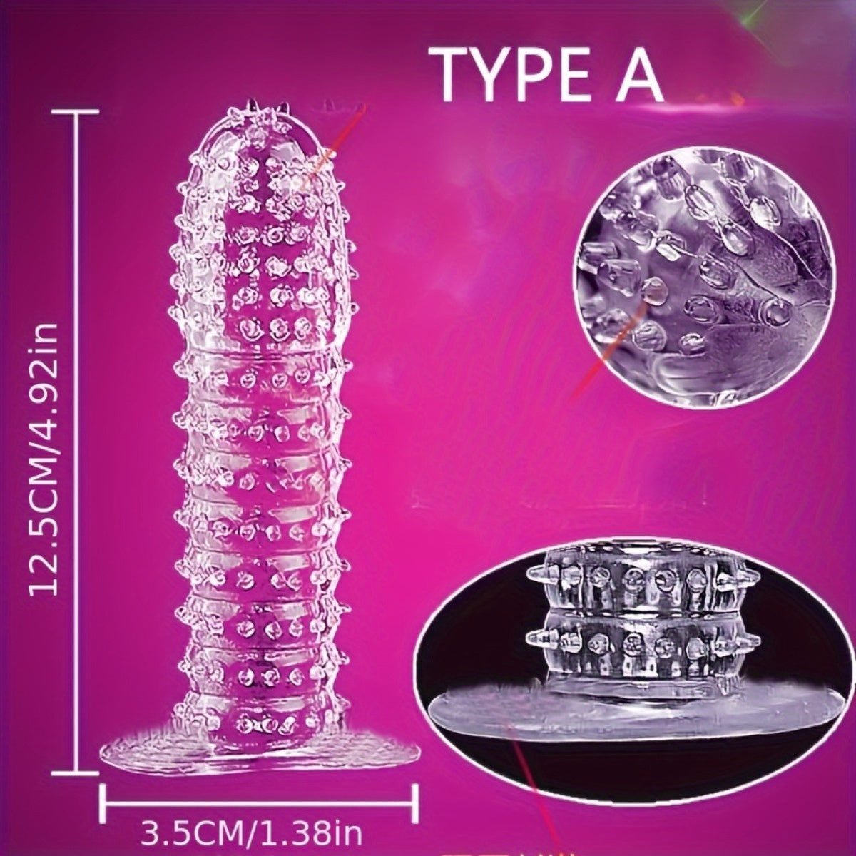 Erkaklar penis qoplamalari 5-bog'lam shaffof teksturali qayta ishlatiladigan kattalar o'yinchoqlari juftliklar uchun