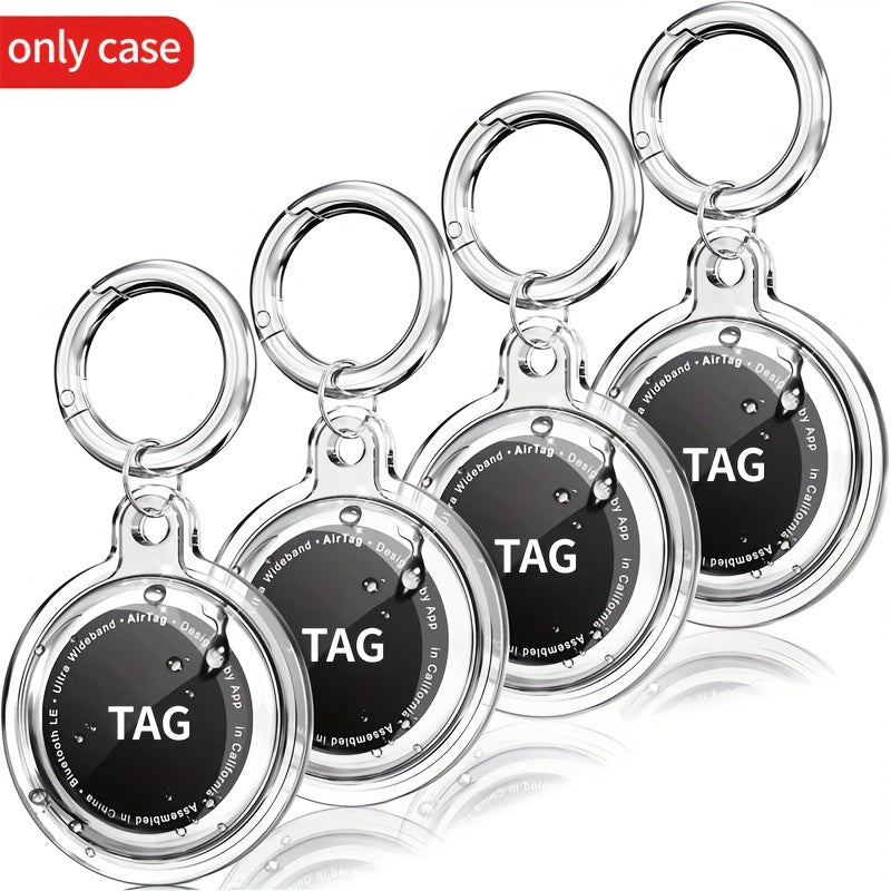 Set de 4 fundas impermeables para Airtag, a prueba de golpes y arañazos, con llavero para mascotas, bolsos y equipaje, transparente