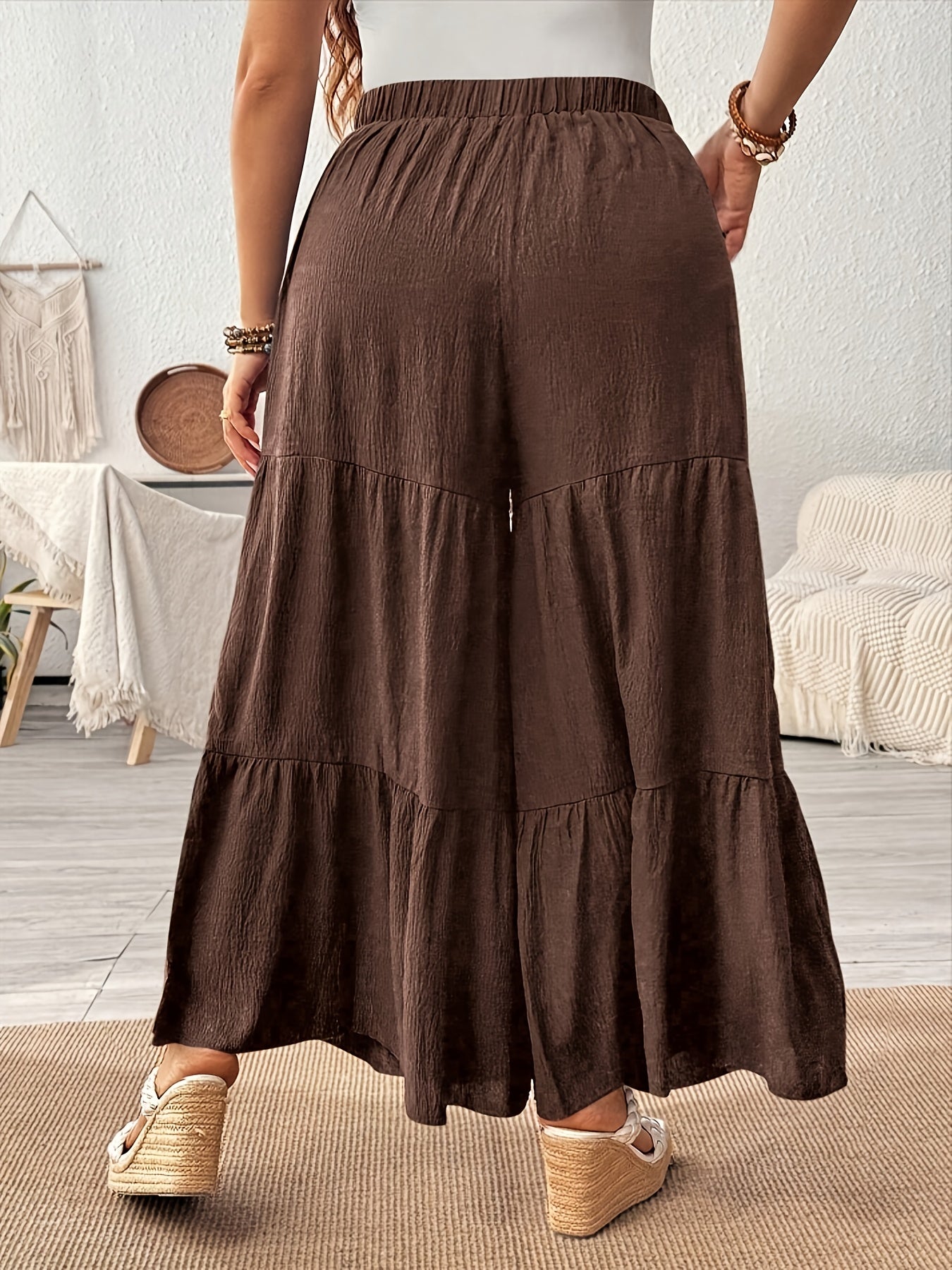 Plus Size Women's Patchwork Cake Skirt Pants Long Trousers