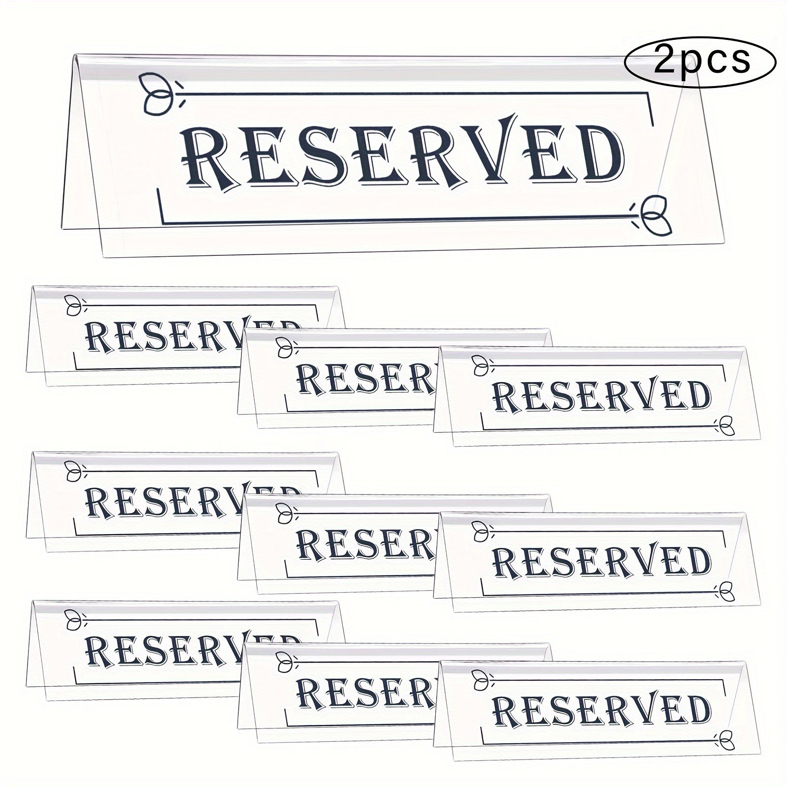 Set of 2 Acrylic Reserved Table Signs Waterproof Double-Sided Seating Tents for Weddings Parties Restaurants