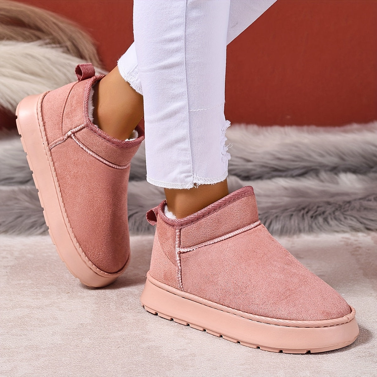 Женские плюшевые мокасины-слепоны с подошвой из EVA для зимы, бежевый, черный, розовый, серый