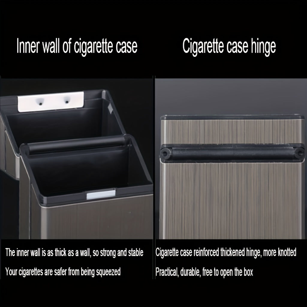 Hombre y mujer metal cepillado estuche para cigarrillos con imán y apertura giratoria para 20 cigarrillos