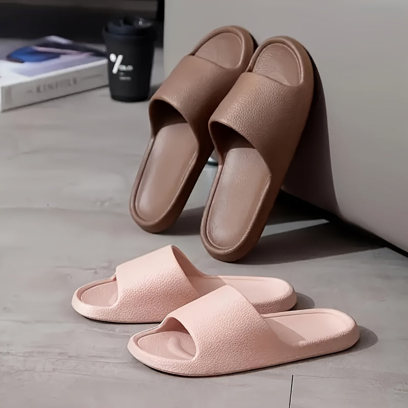 Unisex EVA Slides Soft Non-Slip Indoor Outdoor Bathroom Slippers Beige White