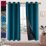 Blackout Faux Linen Textured Curtains Grommet Top for Bedroom Living Room