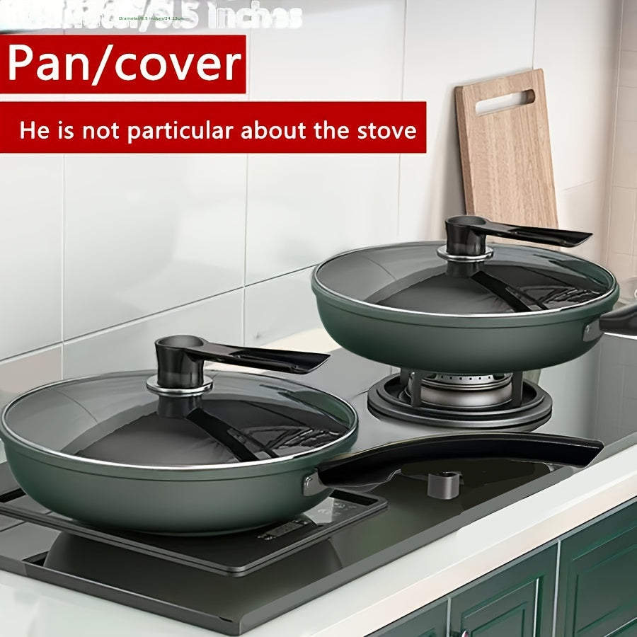 Cast Iron Skillet with Lid 24.13cm Non-Stick Dishwasher Safe Induction Gas Stove