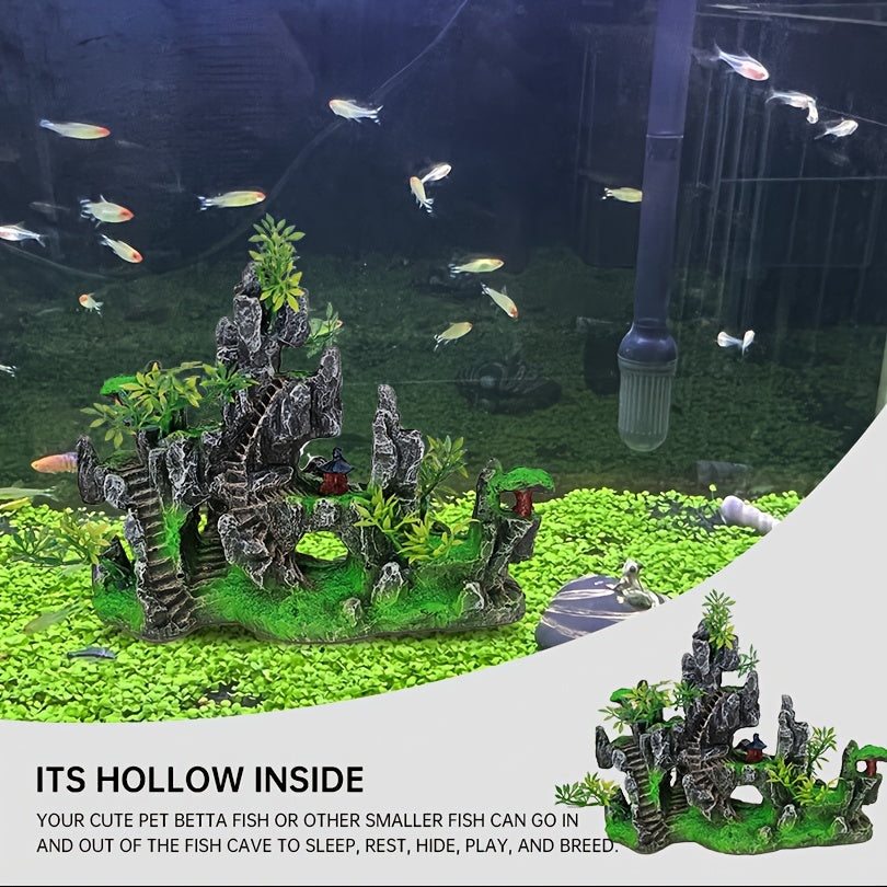 Resin Aquarium Rockery Decor Double-Sided Landscape for Fish Tanks