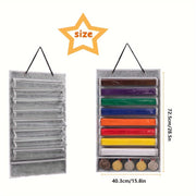 Martial Arts Belt and Medal Organizer Wall Rack with 9 Clear Pockets