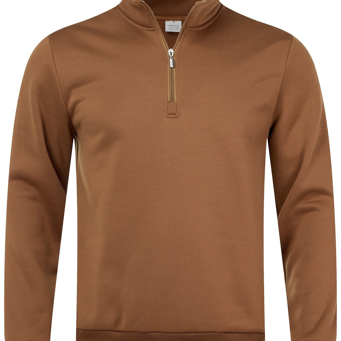 Men's Slim Fit Black Fleece Pullover with Quarter Zip Mock Neck Casual Long Sleeve Polyester