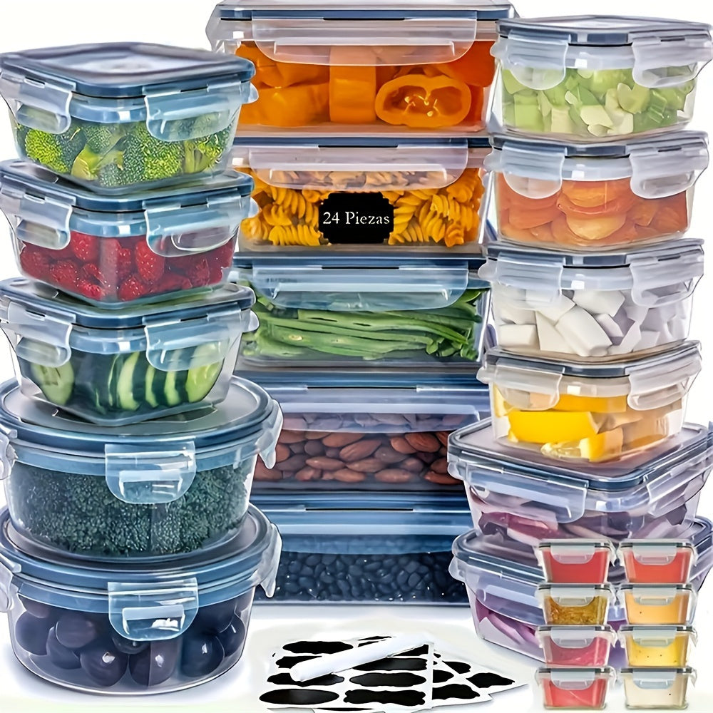 24-Piece Microwave Safe Kitchen Storage Container Set Leakproof Shatterproof Plastic Airtight Lids