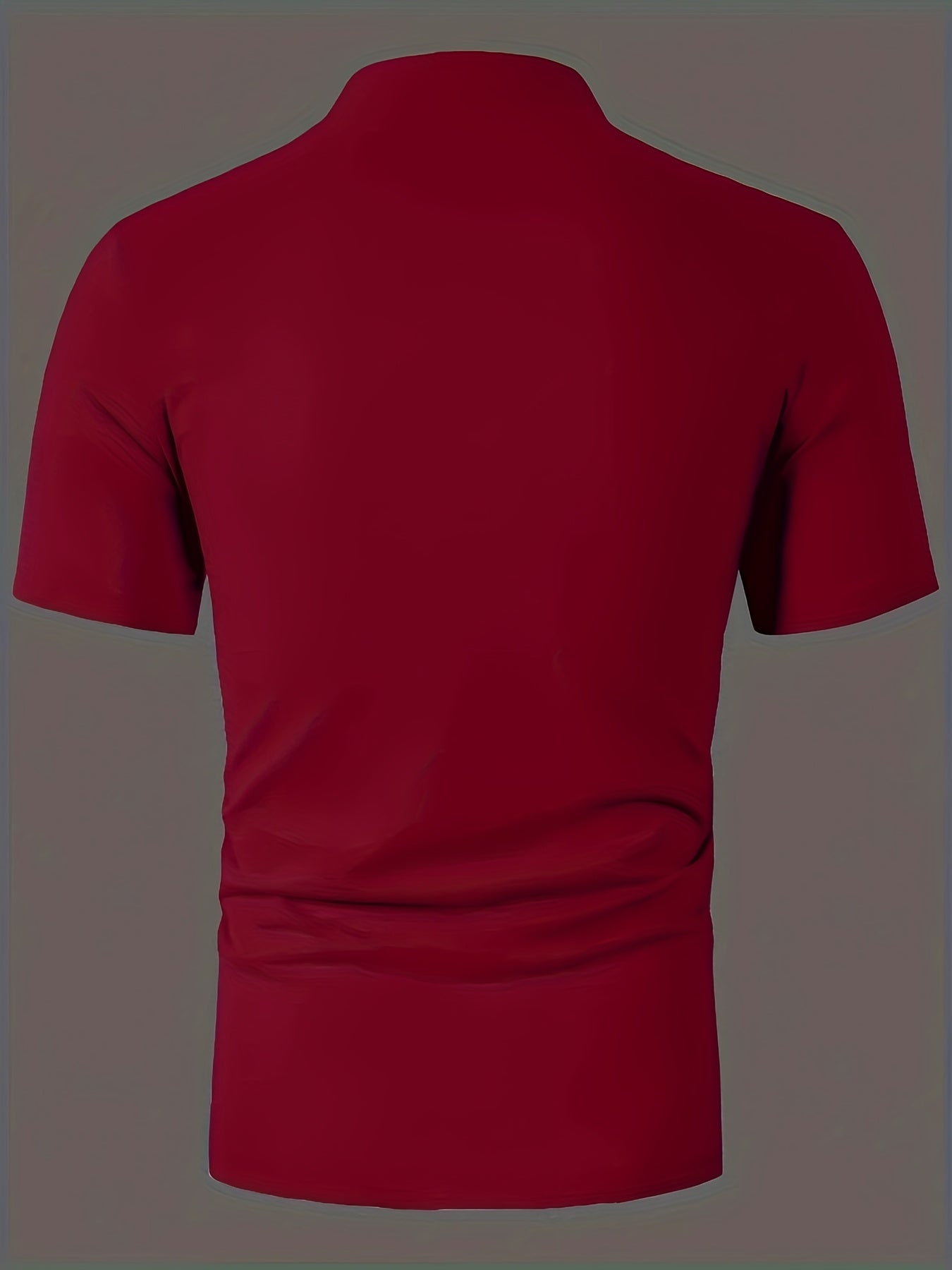 Men's Plus-Size Short Sleeve Stand Collar T-Shirt Polyester Solid Color Casual Spring Summer