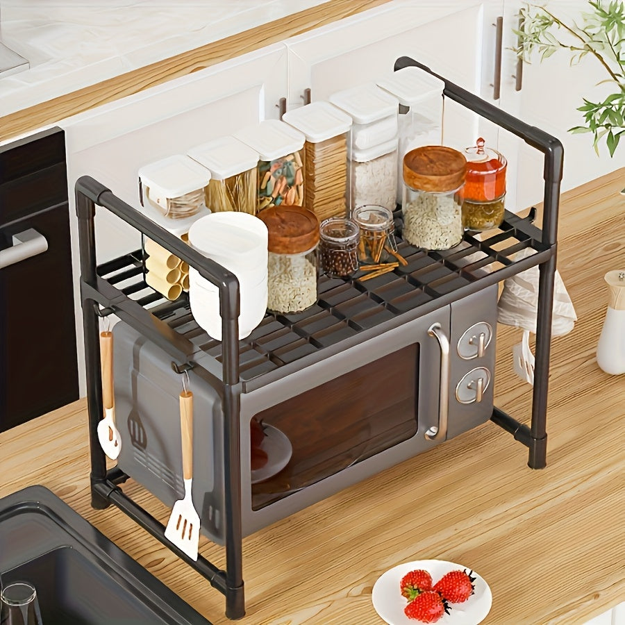 Estante de almacenamiento de cocina moderna, soporte de plástico para microondas, estantería abierta, ahorrador de espacio