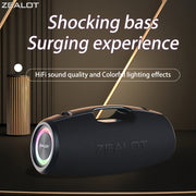 ZEALOT S78 100W Portativ Simsiz Dinamik, DSP Texnologiyasi, 4HORNS, RGB Yoritish, Ikki Ulanish, 24000mAh Batareya, 48 soat O'yin vaqti, Uy, Avtomobil, Tashqi joylar uchun mos baland Stereo Boom Bass