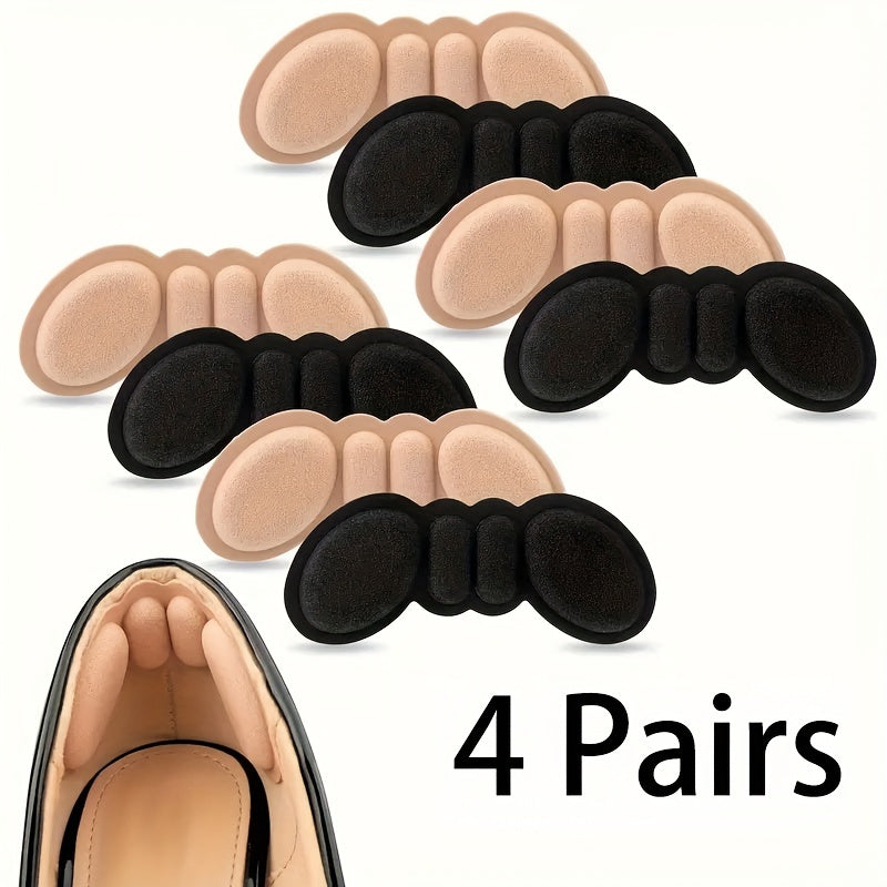 4 Pcs Heel Cushion Pads for Men and Women Anti-Blister Slip-Resistant Foam Insoles in Rose Brown and Black