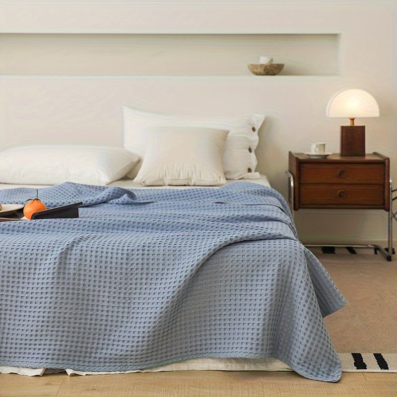 Плед из хлопка с крупной вафельной тканью для кровати, дивана, отдыха