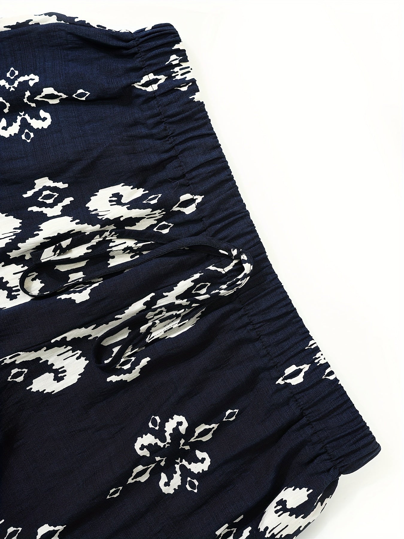 Широкие женские шорты макси с цветочным принтом Navy White, повседневные, летние, для пляжного отдыха