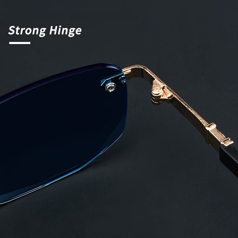 Unisex Blue Faceted Lens Reading Glasses with Metal Frame