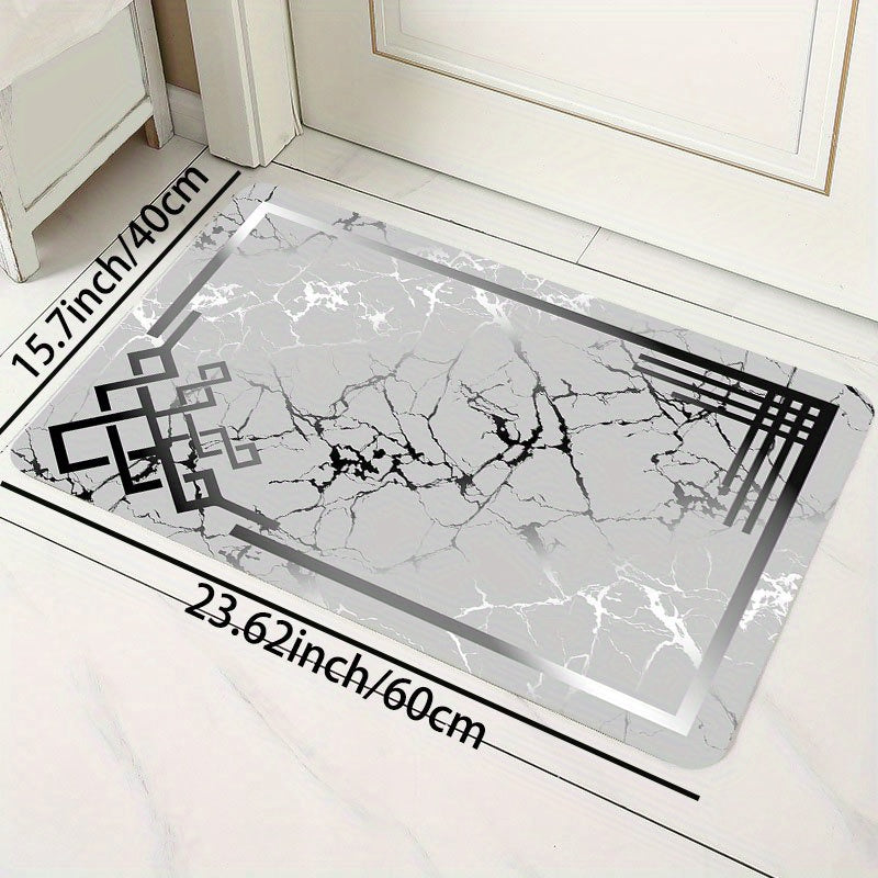 Marble Print Area Rug Washable Braided Polyester Rectangle Home Decor Living Room Kitchen Bedroom