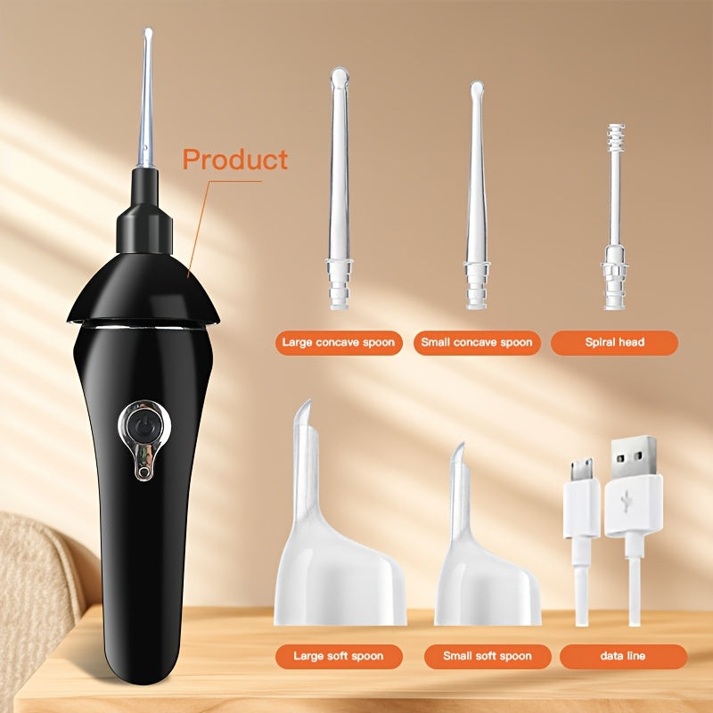 Rechargeable USB Earwax Remover Kit with LED Light Ear Cleaning Tool