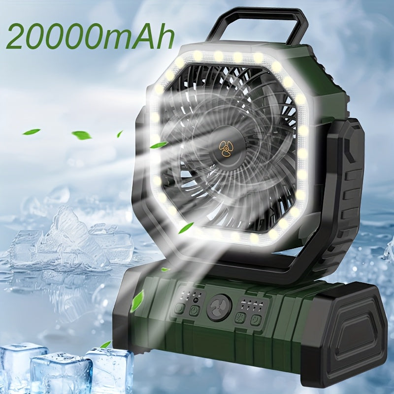 20000mAh USB rechargeable fan with LED lantern remote control outdoor camping