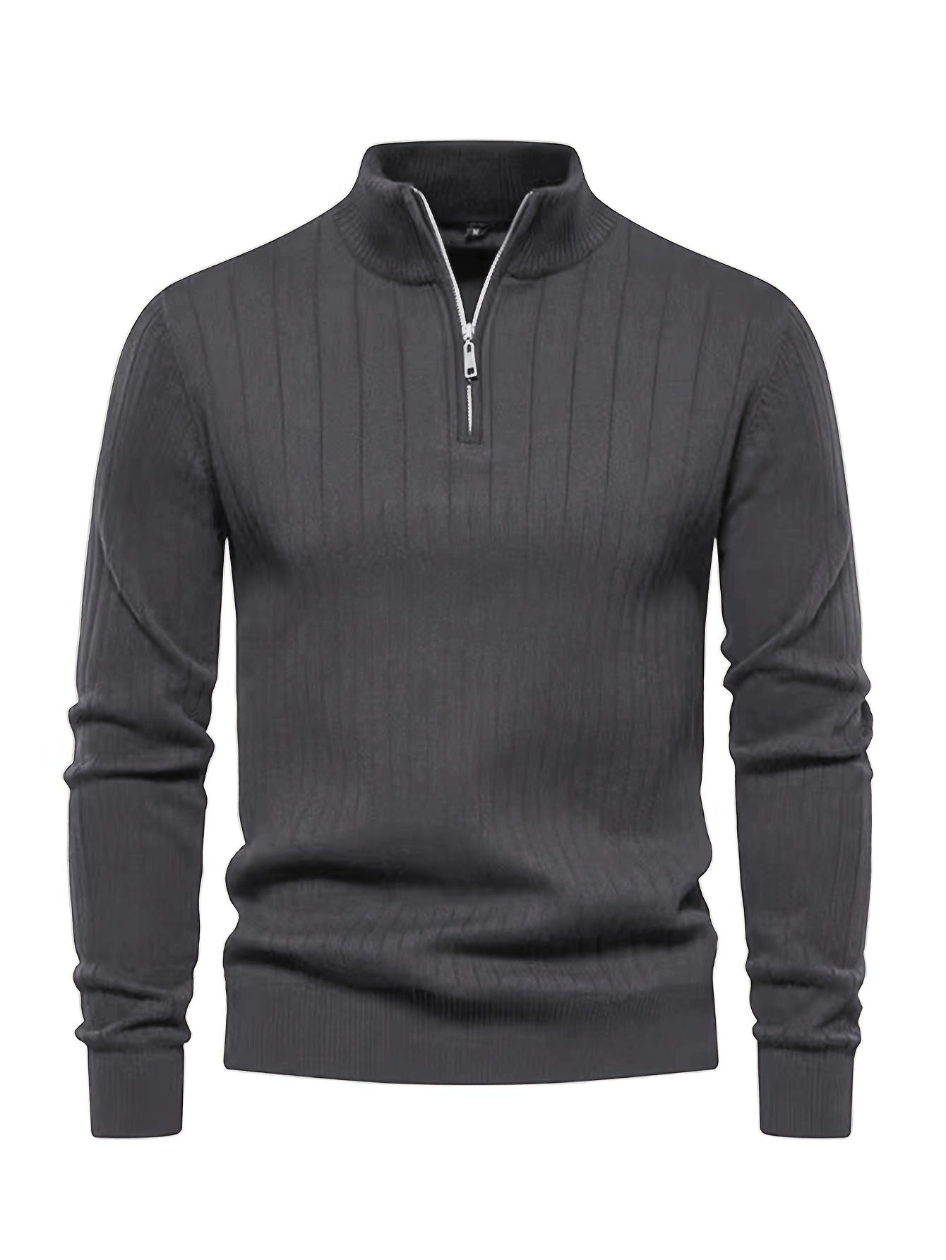 Men's Knitted Zip-Up Sweater Long Sleeve Stand Collar Solid Viscose Polyester Nylon