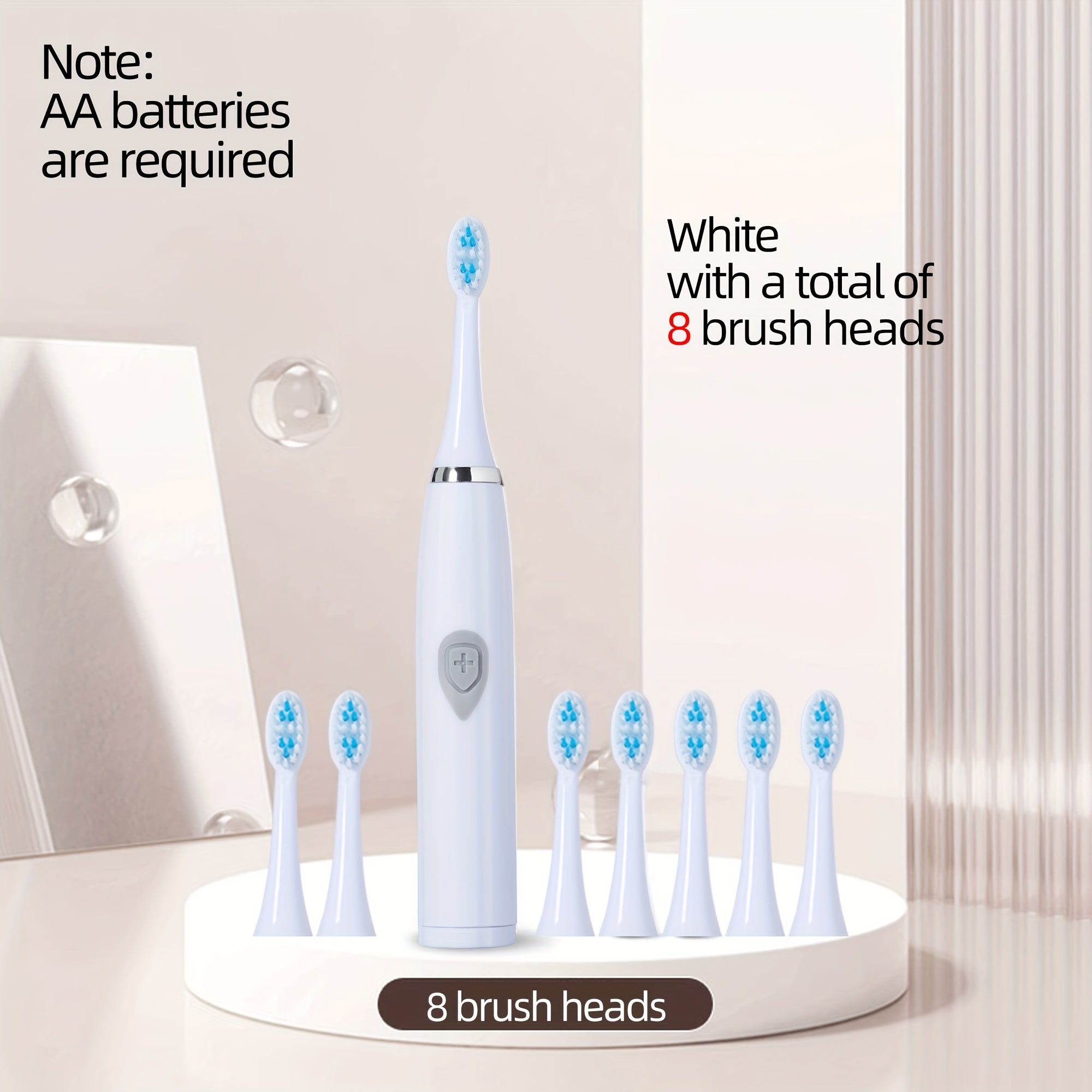 Electric Toothbrush Set with 4 Brush Heads Portable Battery-Powered Travel-Friendly