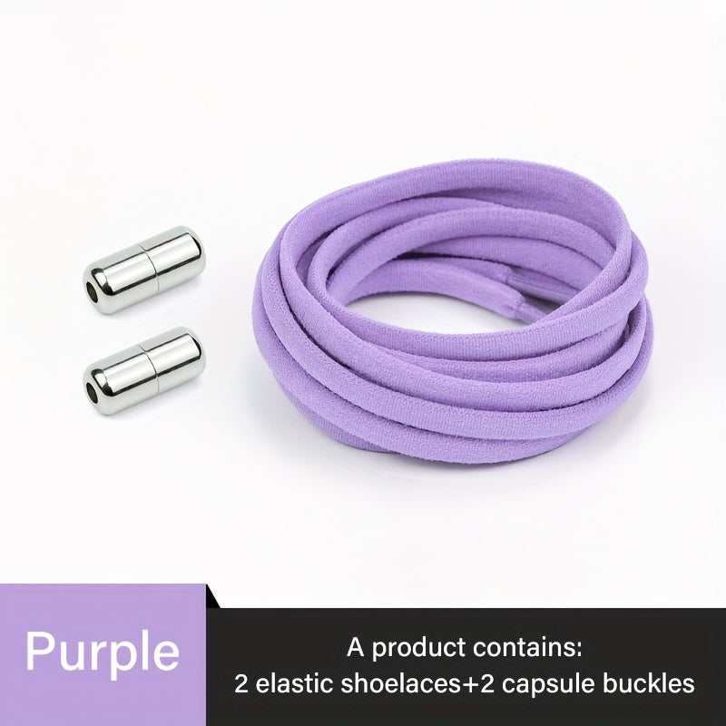 Unisex Elastic No-Tie Shoe Laces with Metal Buckle Quick Fasten Solid Color