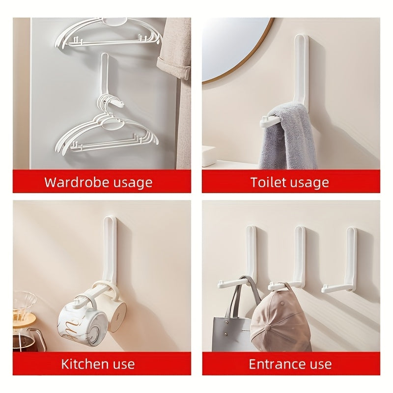 Foldable Wall Hanger with Hooks, Space-Saving Plastic Organizer for Clothes and Towels