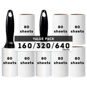 Black Handle Lint Roller with Extra Sticky Sheets for Pet Hair Removal 640/320/160 Sheets