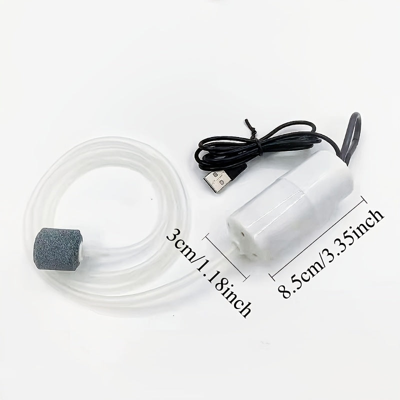 Mini USB Aquarium Air Pump with Hose and Air Stone for Fish Tanks and Outdoor Fishing