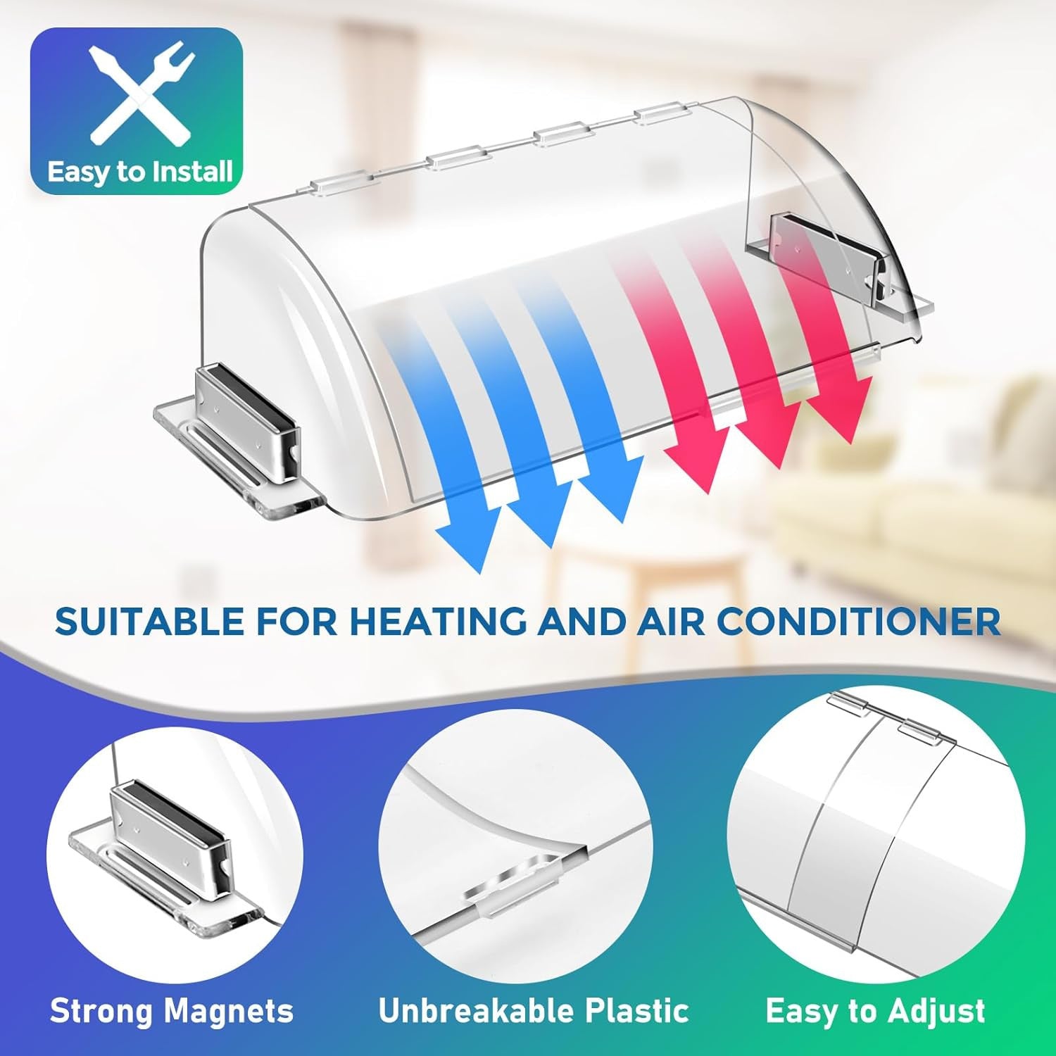 Adjustable Air Conditioner Wind Deflector Set Extendable No Electricity Water Leak Stop