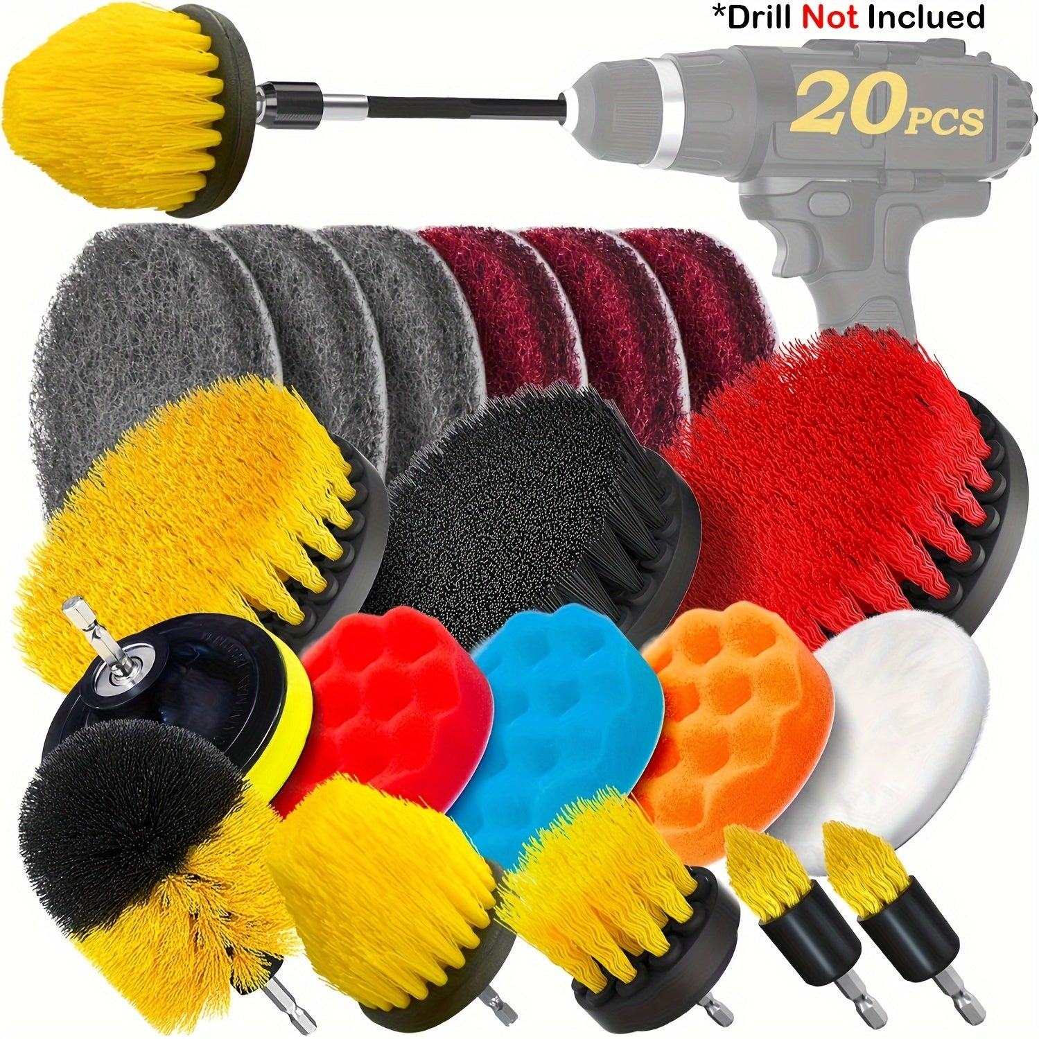 Drill Brush Set for Power Scrubbing, 3/7/11/20/21/31 Pcs, Multi-Purpose