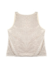 Women's Sequined Tank Top Sleeveless Wearable Glitter Blouse