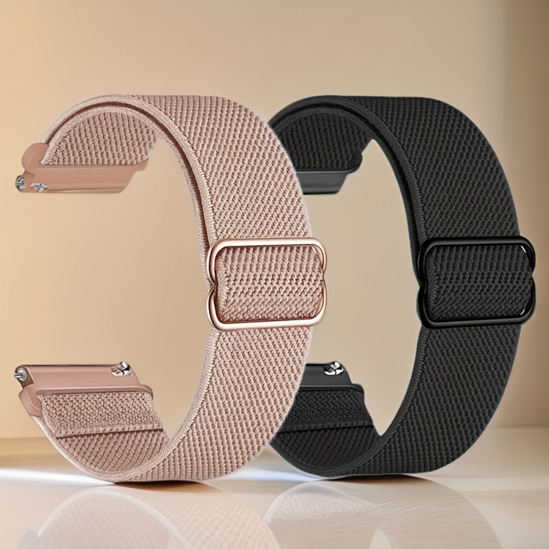 2-Pack Elastic Nylon Watch Bands for Men Women 18mm 20mm 22mm Non-Water Resistant