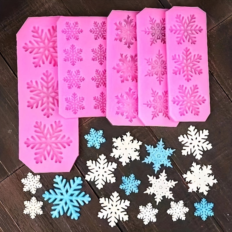 Silicone Snowflake Fondant Mold for Cake Chocolate Biscuits Candy Jelly Pudding Christmas Baking