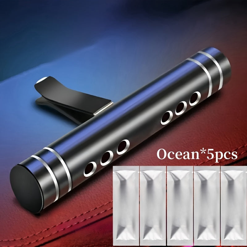 6 Pieces Car Air Freshener Aluminum Alloy Diffuser with 5 Refills Odor Eliminator